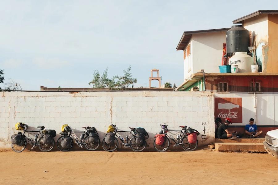 Thomas Allison photograph of bicycles parked next to a wall.