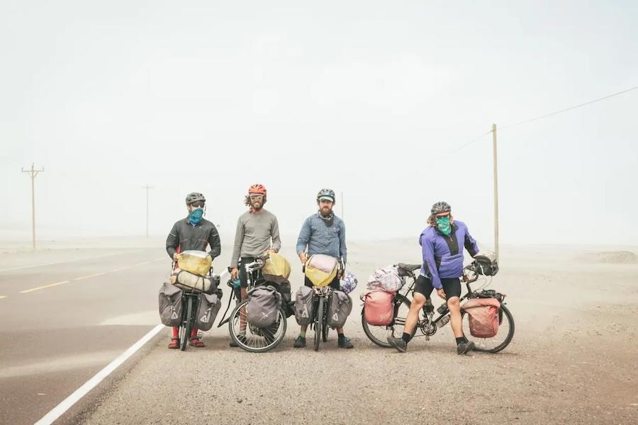 Thomas Allison photograph of cyclists in a sandstorm.