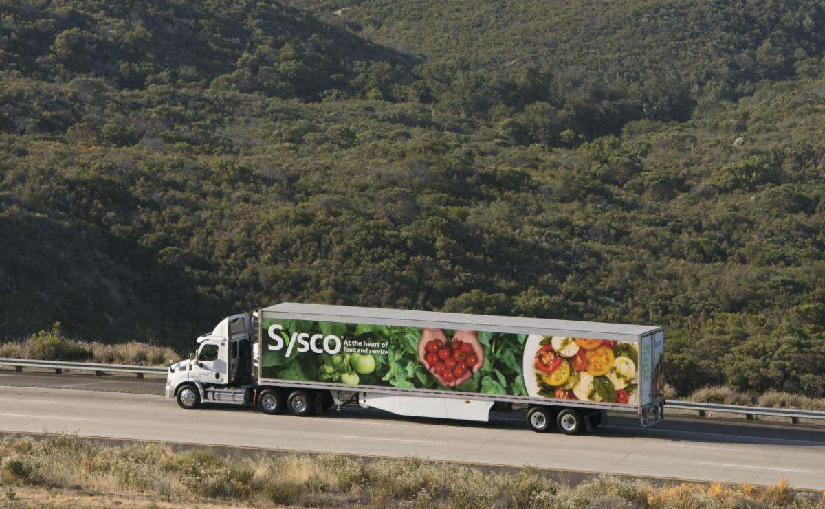 Large Sysco Truck on a Highway