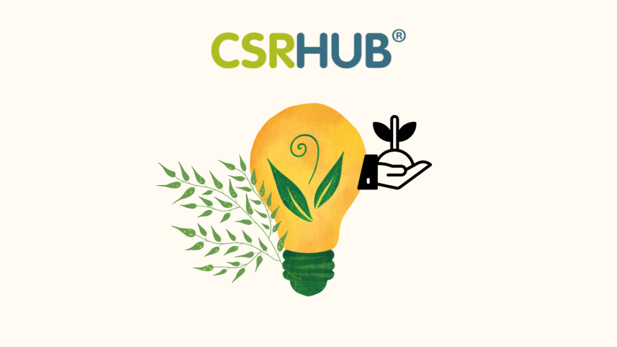 A stylized globe surrounded by green leaves and growth arrows, symbolizing global sustainability and economic progress