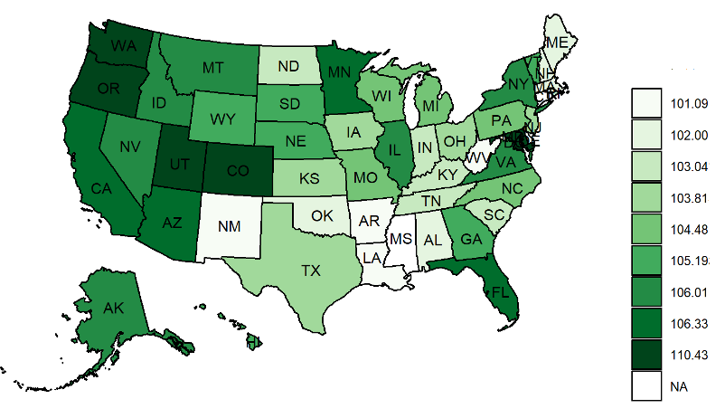 Microbusiness Activity Index by State, March 2024 