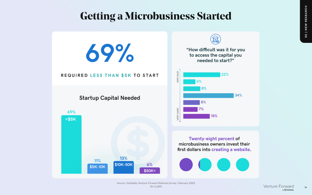 Getting a microbusiness started. Charts showing investment needed.