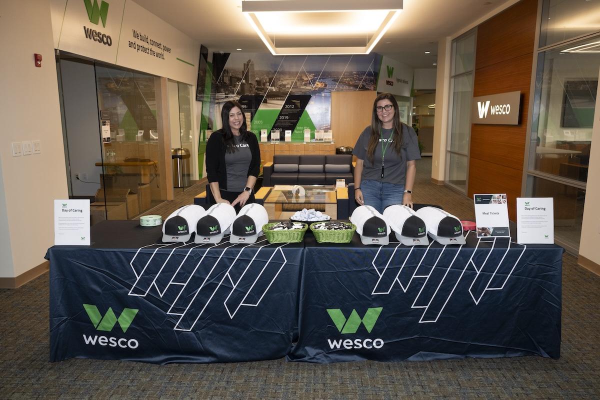 Table set up in Wesco Company headquarters for Day of Caring.