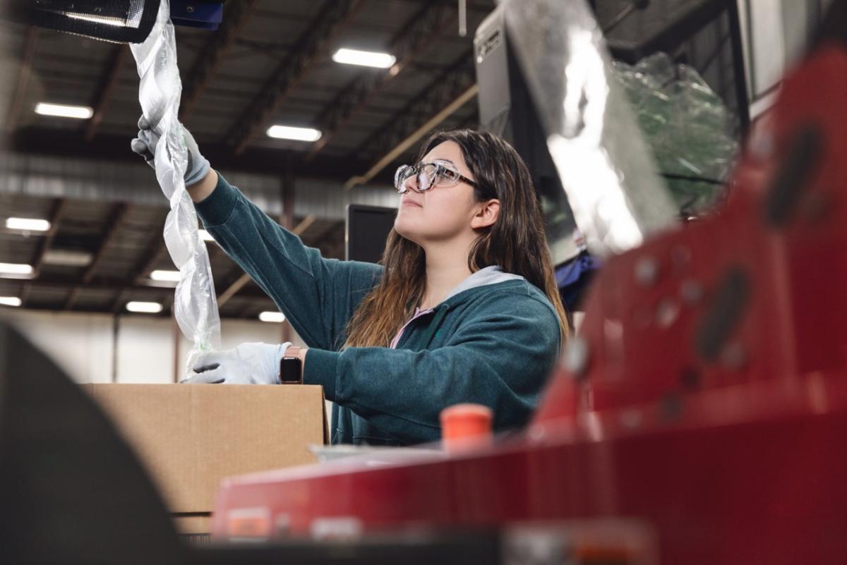 Woman working in a factory