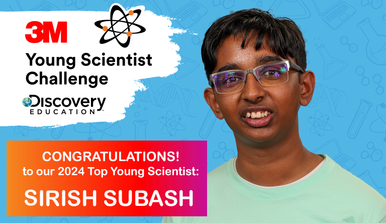 2024 3M Young Scientist Challenge winner, Sirish Subash