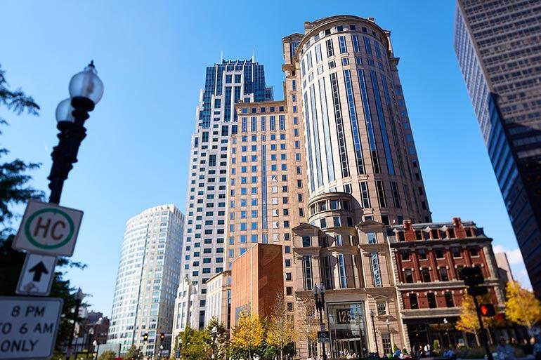 Tall buildings and streetlamp