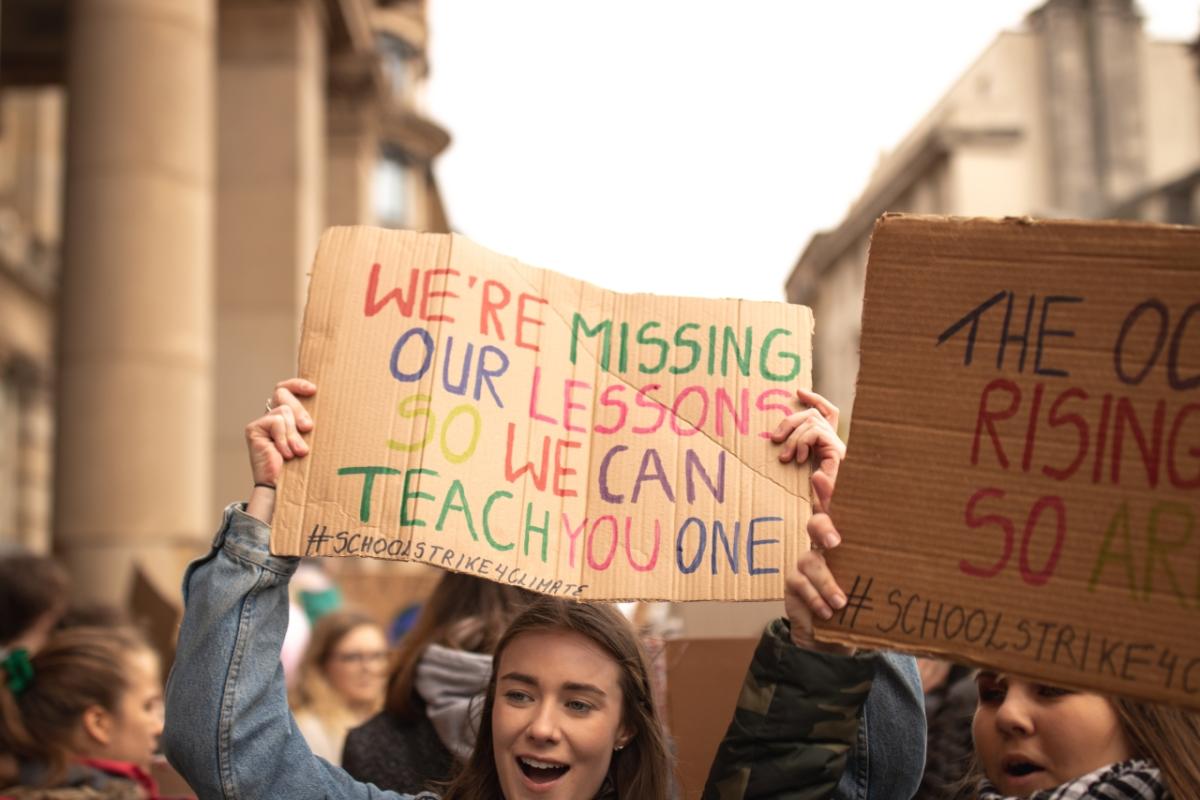 Gen Z woman at a march