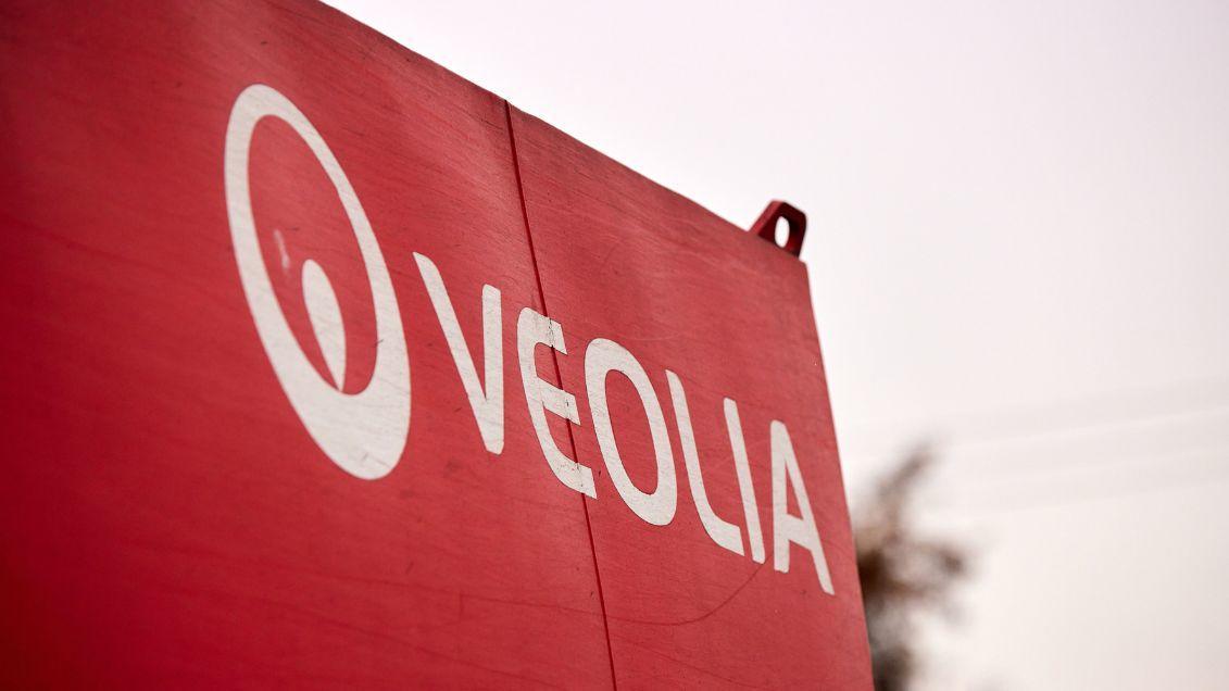 Veolia logo on a sign outside.