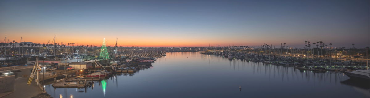 Sunset view over city and water