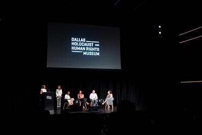 A group of presenters on stage, a large digital screen behind them "Dallas Holocaust and Human Rights Museum."