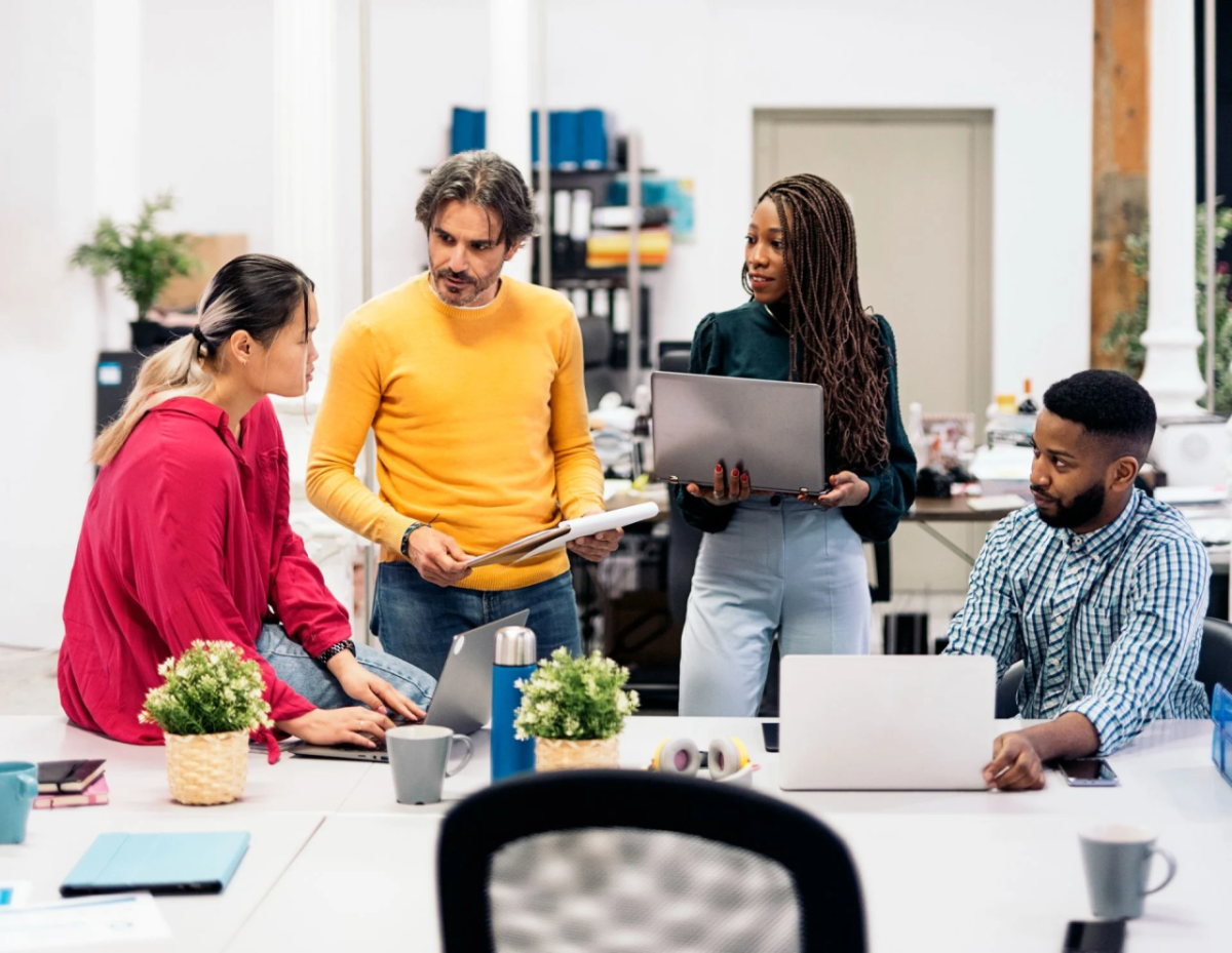 diverse group working together