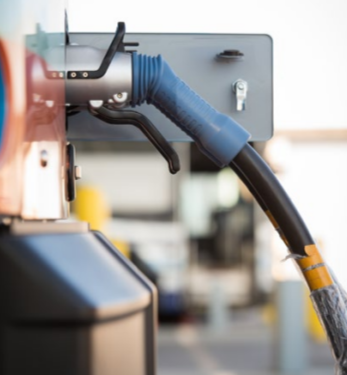 a vehicle electric charger plugged in