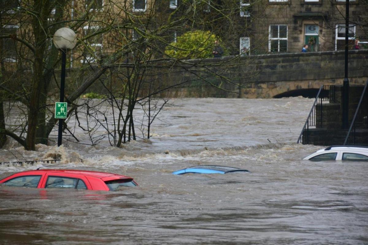 Flooded parking lot