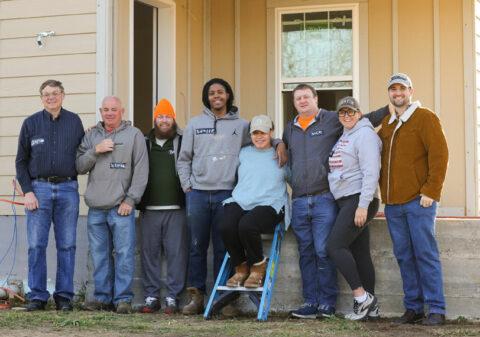 Group outside of a home