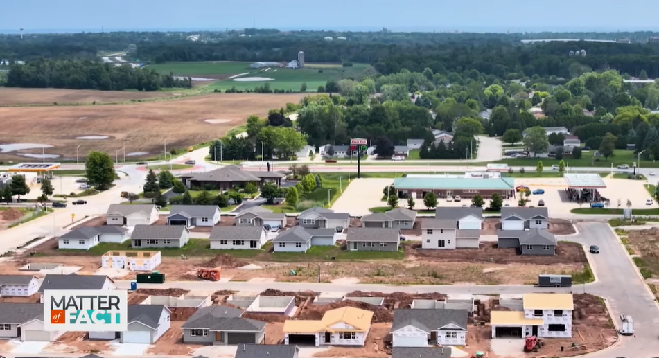 Aerial view of housing development in a residential area.