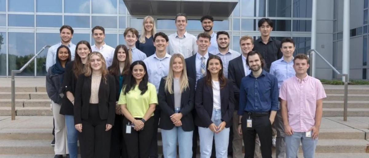 A group of interns posed outside a Henkel facility