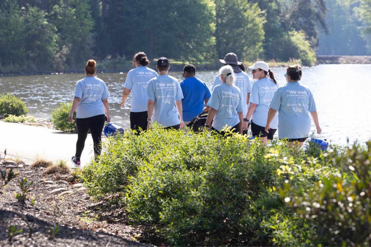 Participants walking in a group