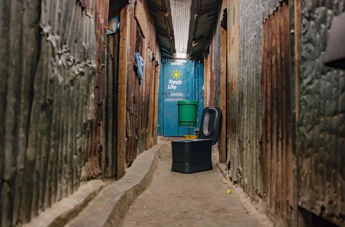 the Loope portable toilet in an enclosed space.