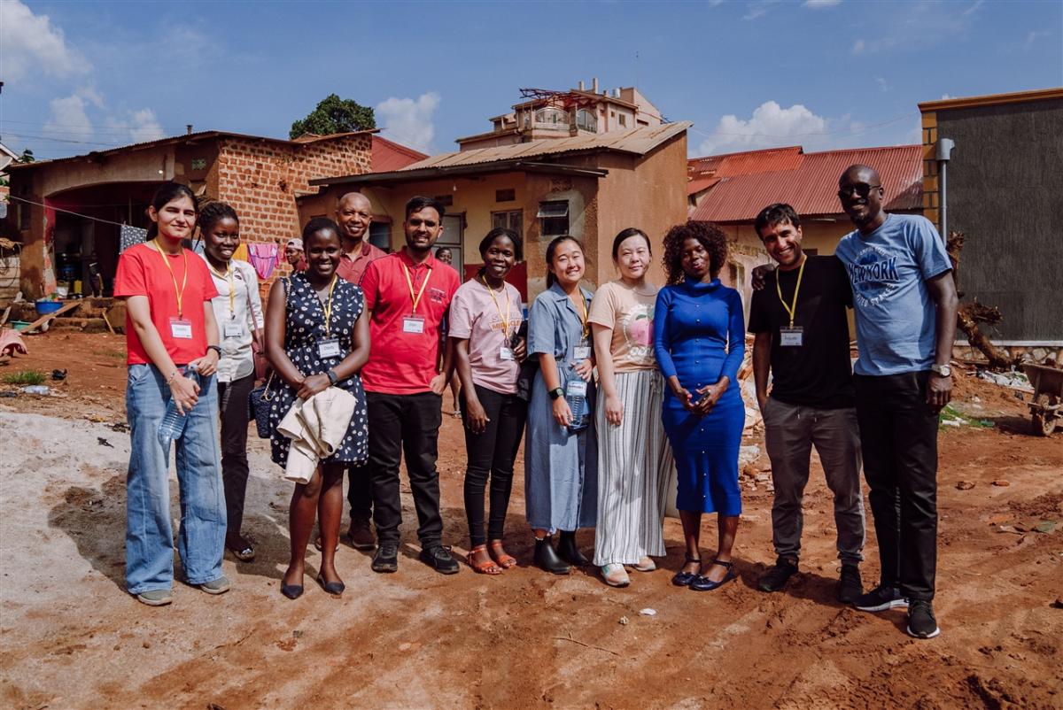 A group of volunteers posed outside.