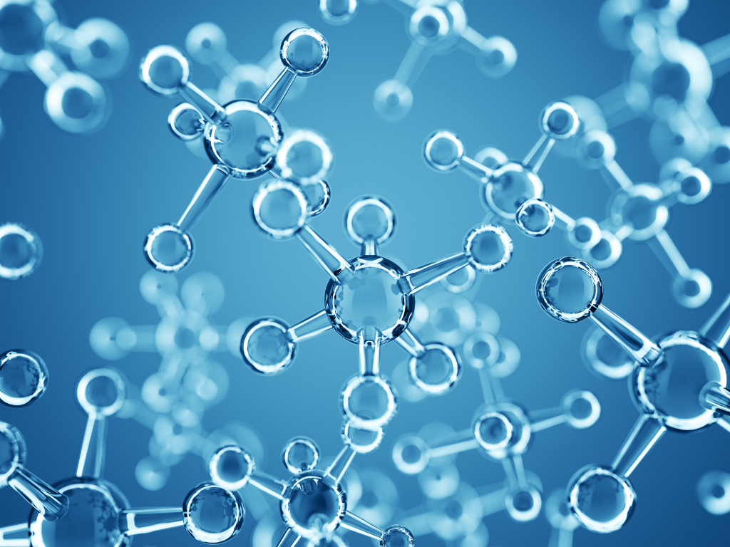 digital rendering of clear molecules.