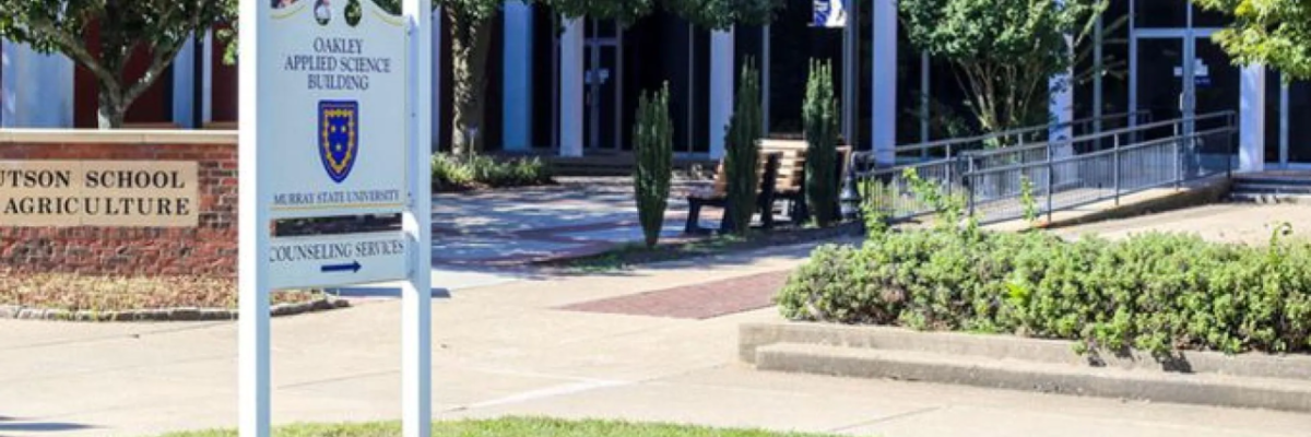 Outside of Oakley applied sciences building, a ramp going to the front door