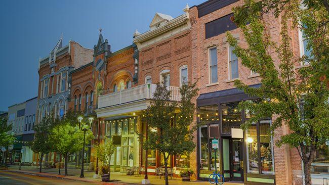 row of buildings and storefronts