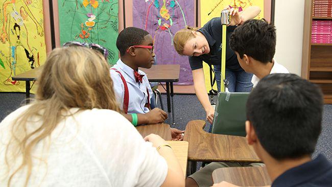 students measuring things