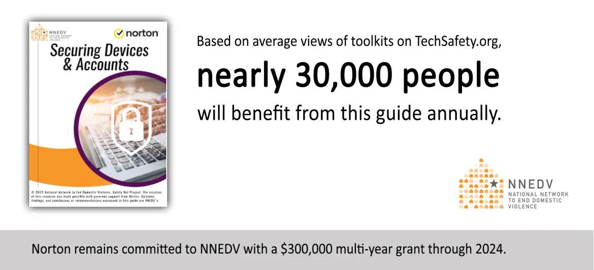 NNEDV logo and cover of the Securing Devices & Accounts guidebook.