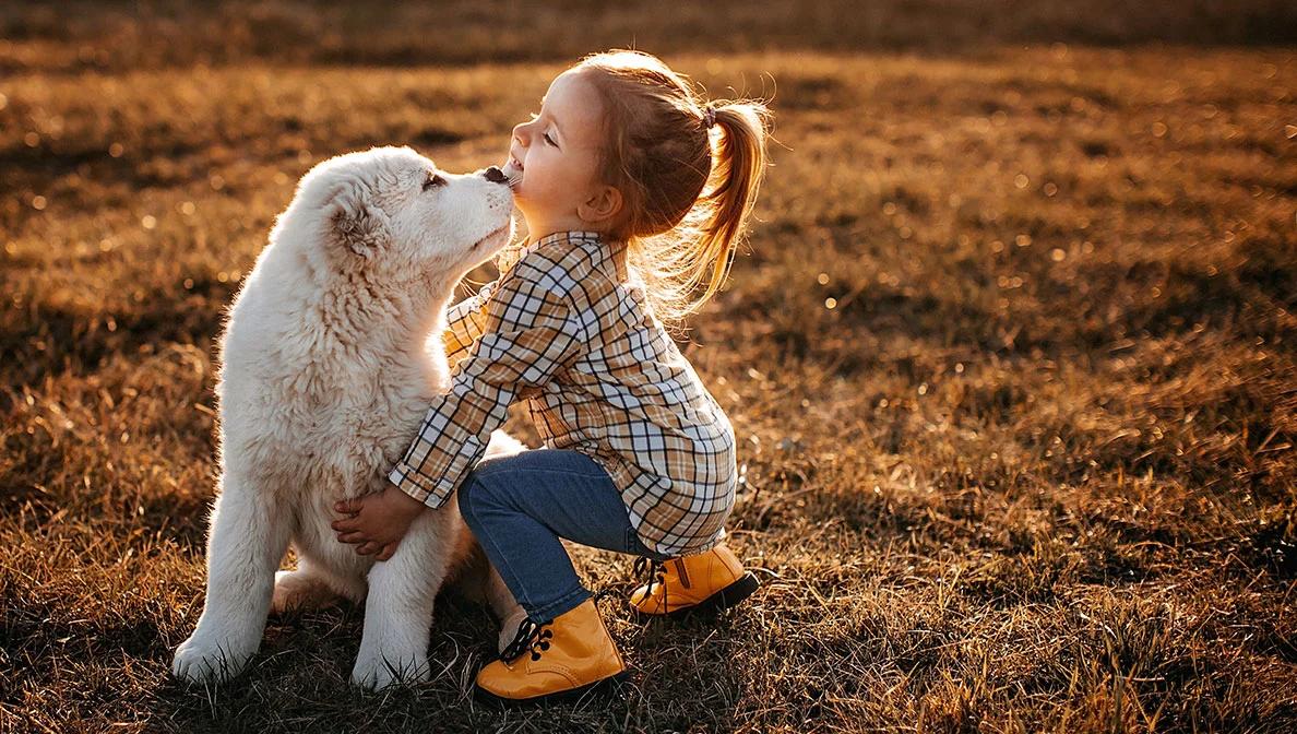 small child with dog