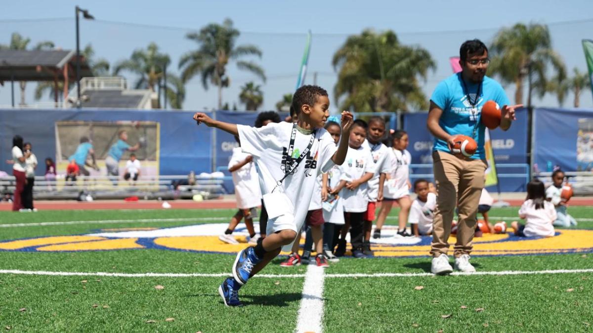 kids playing on a soccer field