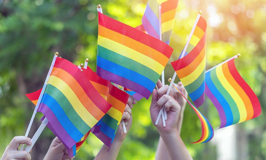 Hands waving pride flags