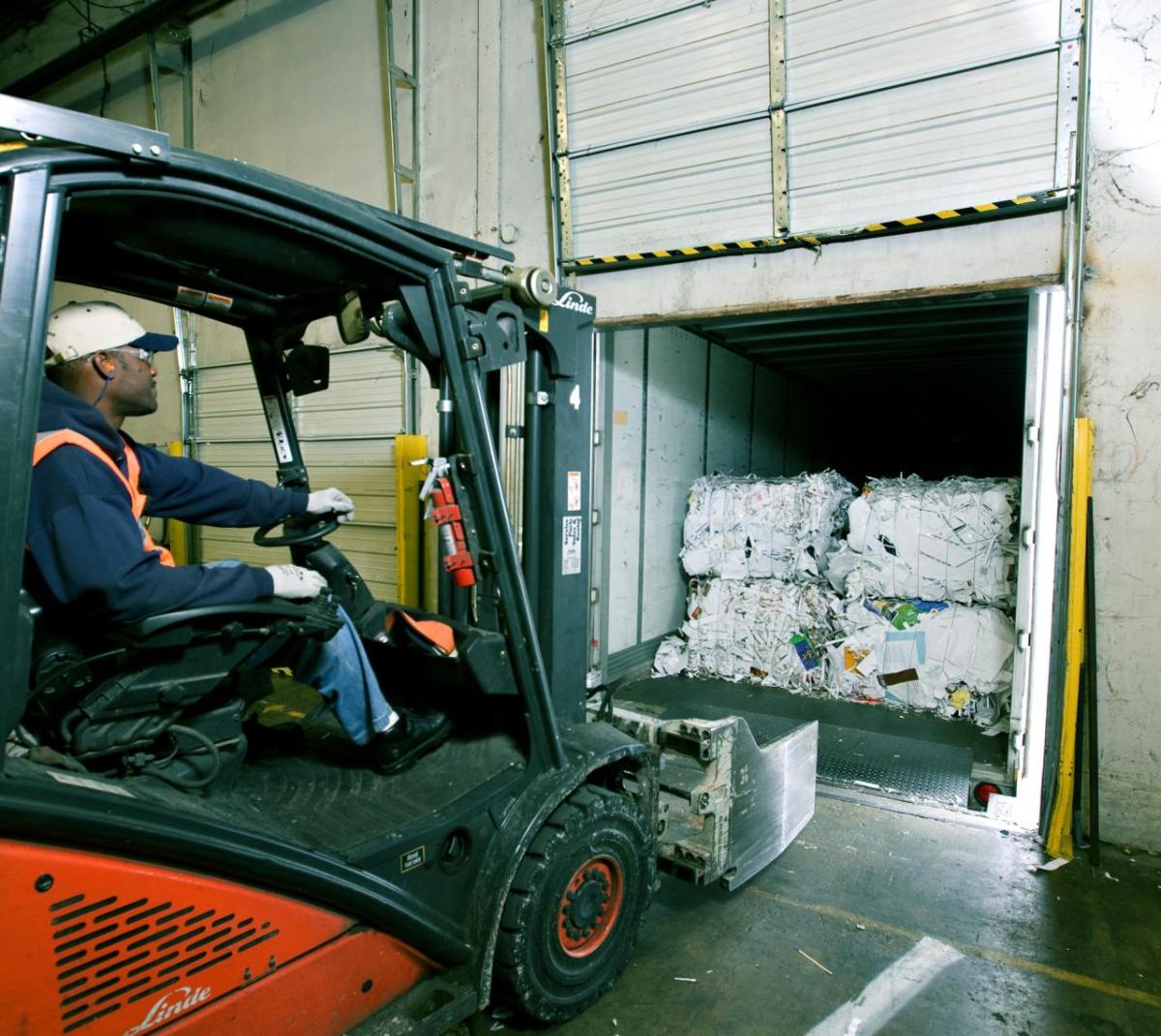 A person using a forklift 