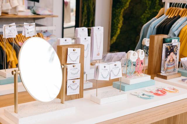 a retail display of jewelry