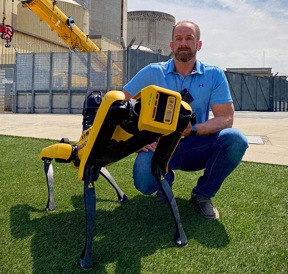 Spot and Duke Energy Radiation Protection Specialist Bobby Leigh at Oconee Nuclear Station.