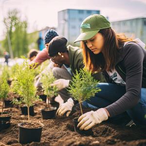 People planting saplings