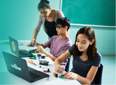 Students working on STEM projects