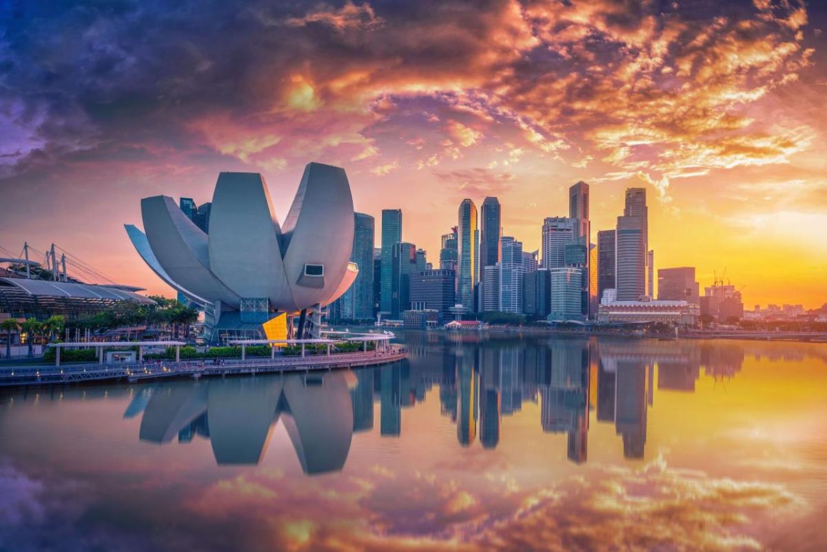 sunset behind buildings