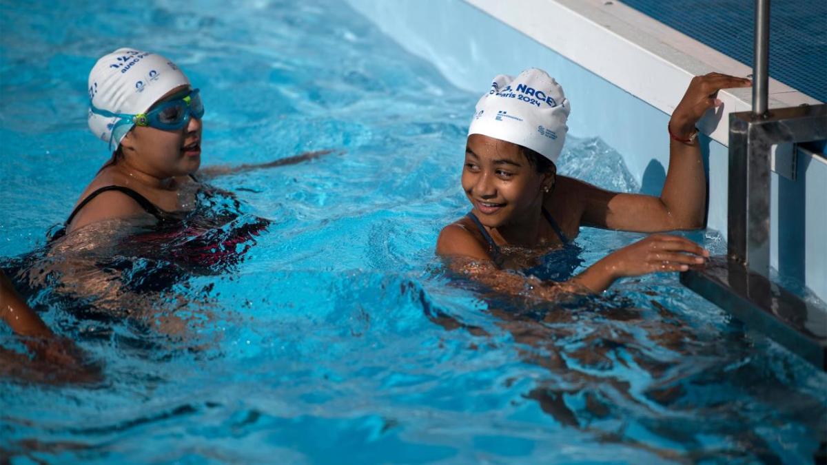 Children in a swimming pool