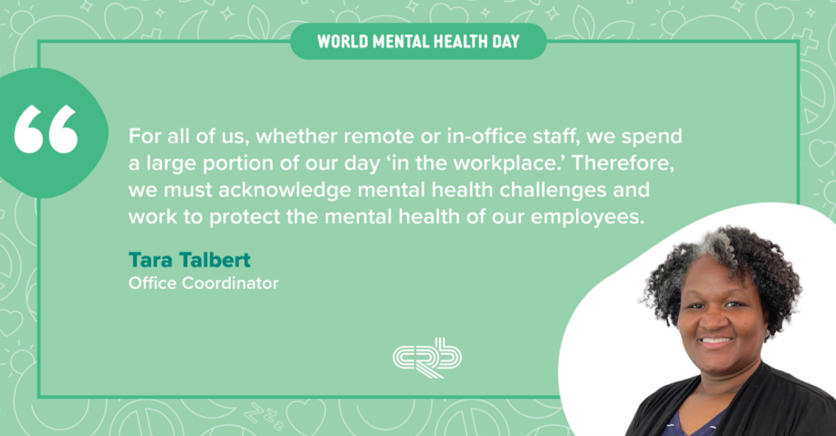 Tara Talbert and quote "For all of us, whether remote or in-office staff, we spend a large portion of our day in the workplace."