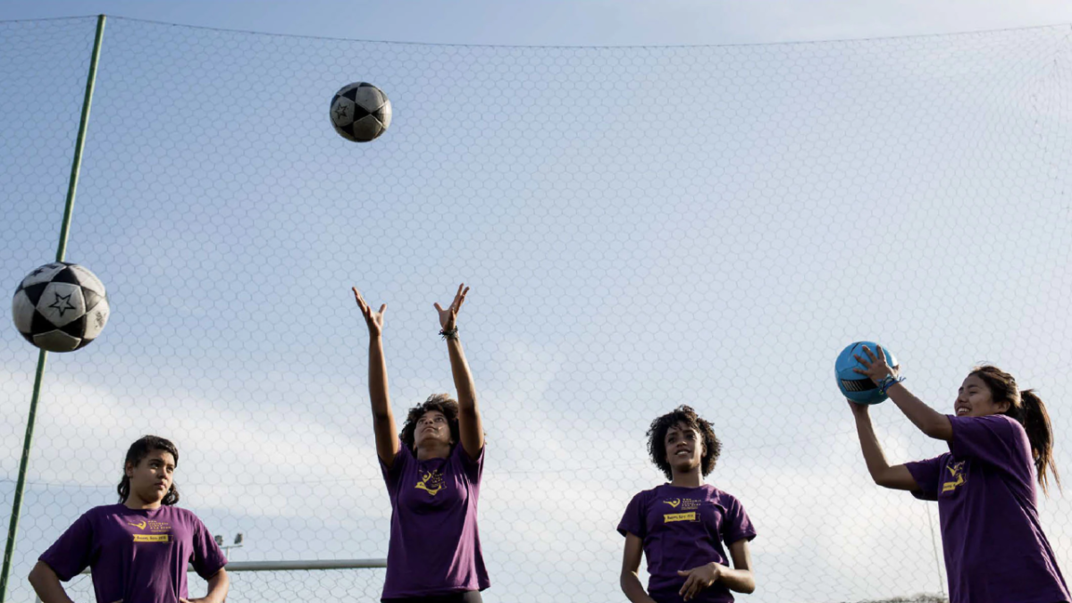 team playing with different balls