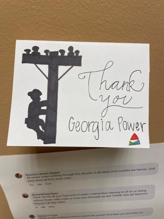 Thank you card to Georgia Power.