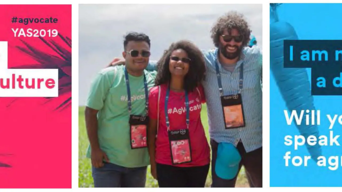 Three people with matching lanyards