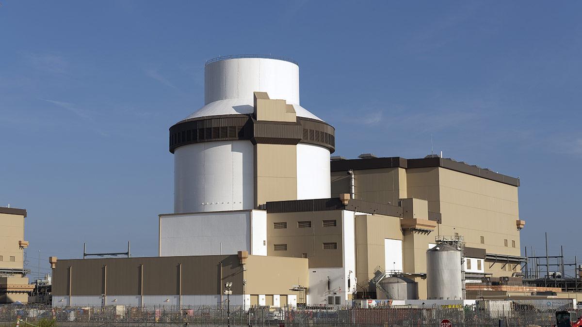 exterior view of the Vogtle unit 3 building.