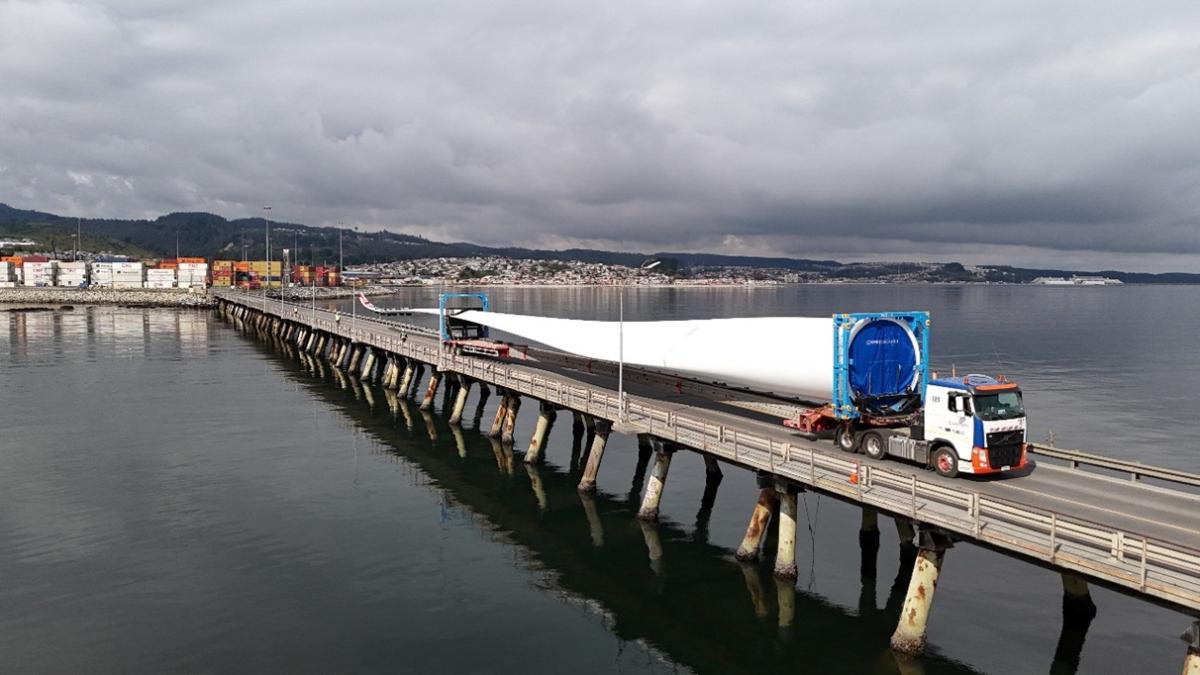 Truck driving near harbor