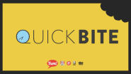 Yellow background with the text 'quick bite' with Yum brands! logos underneath
